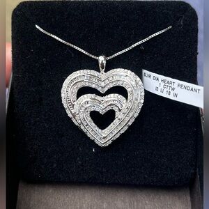 Dazzling Silver Diamond Heart Necklace